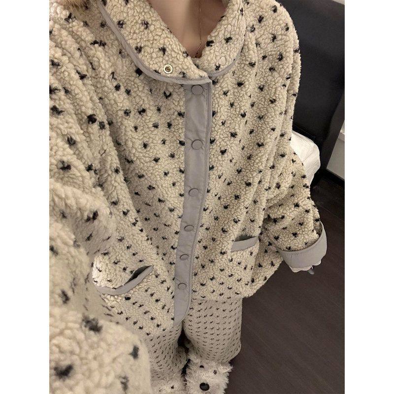 韩系慵懒风波点珊瑚绒睡衣女秋冬季新款加厚保暖家居服套装可外穿,女士内衣/男士内衣/家居服,睡衣/家居服套装,淘宝优惠券,粉丝福利购,淘宝优惠卷