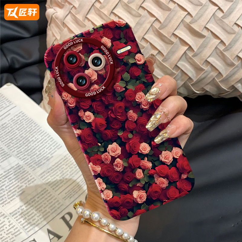 玫瑰花适用红米k80手机壳k70pro潮K40小米K50游戏redmi新年款note12/13增强版k60por蛇年11t至尊redmik30