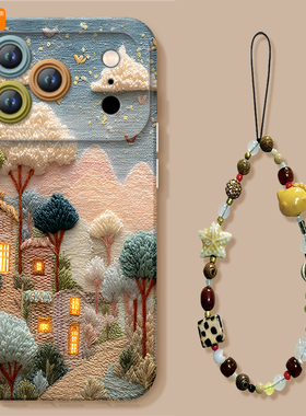 刺绣童话镇适用苹果17promax手机壳16pro新款iphone15套14pro硅胶x保护13的全包11镜头xr高级感ip12女plus