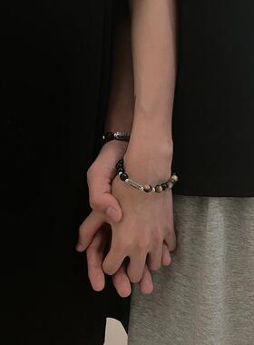 纯银原创设计天然虎眼石情侣手链