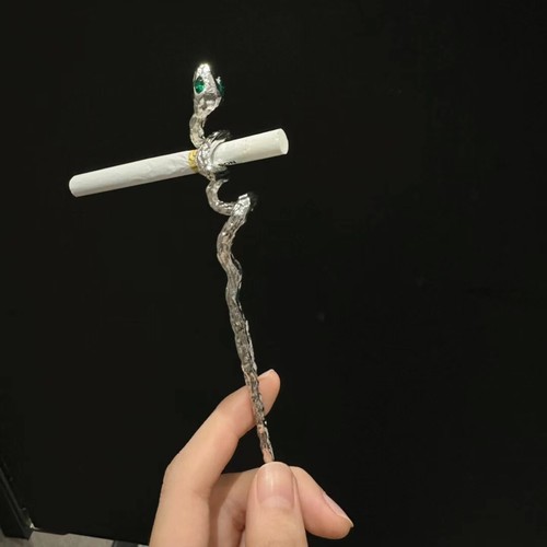 小蛇烟托戒潮人支架饰品女士夹烟器抽烟创意饰品霸气夹烟女生烟托