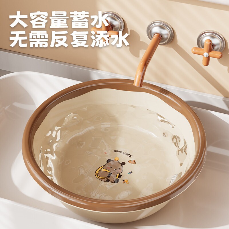洗脸盆两件套印花图案随机家用塑料圆形脸盆宿舍洗衣盆