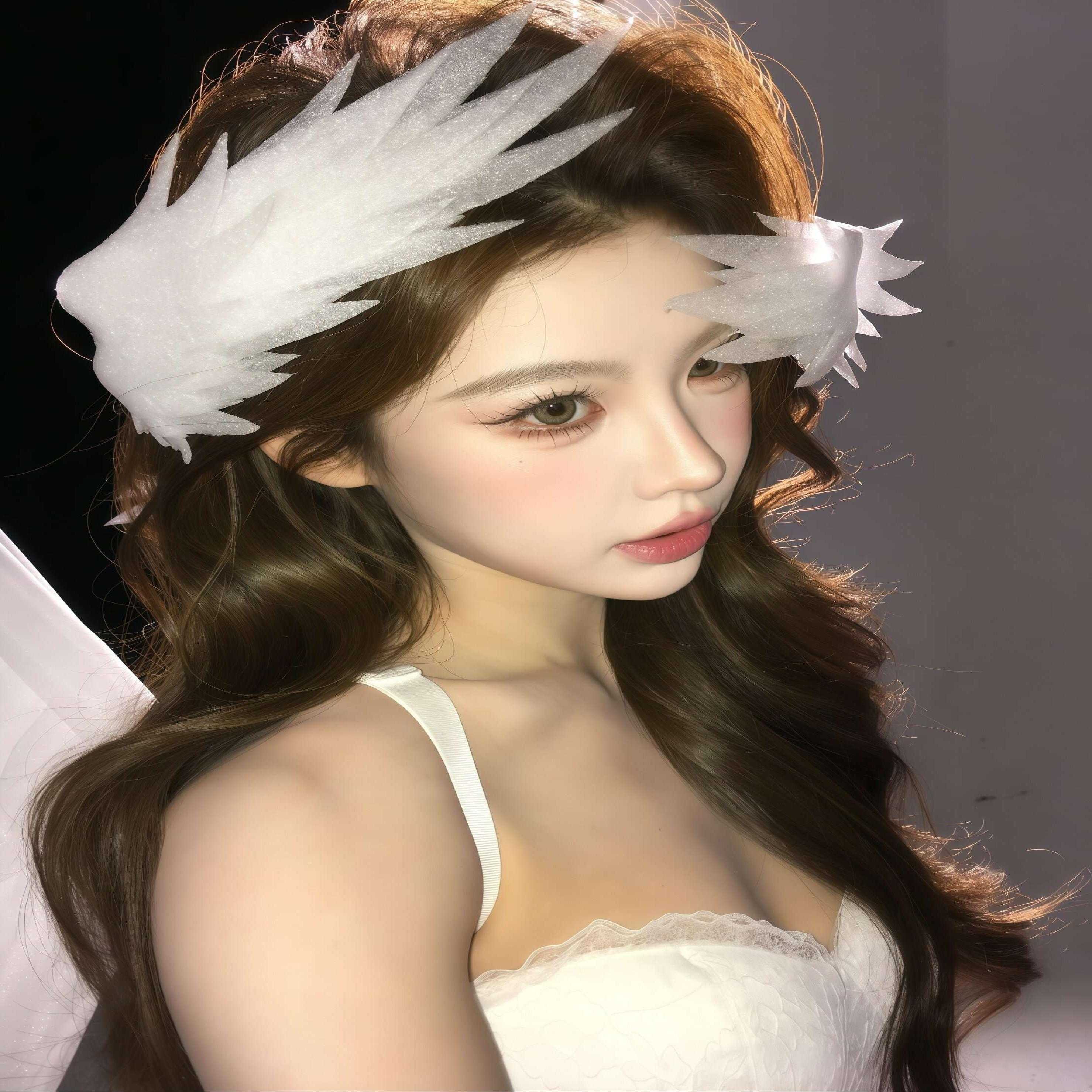 刺绣天使之翼白色羽毛头饰lolita天鹅翅膀白天使cos女生拍照道具