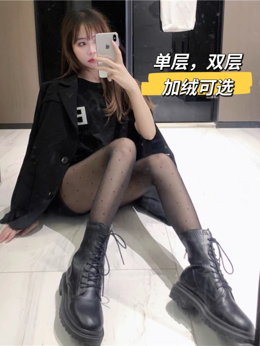 黑色波点爱心丝袜秋冬加绒打底裤