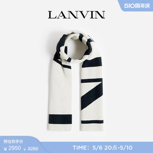 黑白LOGO羊绒围巾 LANVIN浪凡经典 成毅同款