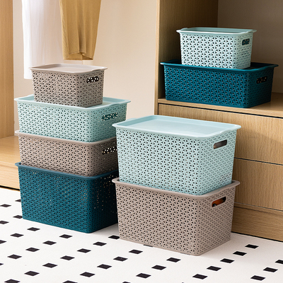 零食玩具整理有盖衣物桌面仿藤编