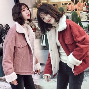 2025年新款高级感灯芯绒短款外套女秋冬款韩系温柔加厚棒球服上衣