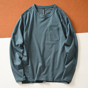 出海外订单安大妈长绒棉 春季男士针织运动圆领休闲长袖T恤打底衫