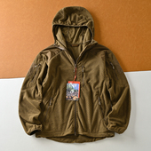 抓绒衣夹克外贸男士 秋冬蜂窝颗粒暖绒亲肤保暖战术摇粒绒连帽外套