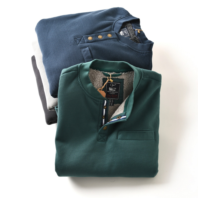 外贸男装保暖加绒亨利领卫衣