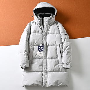 高充绒高蓬松冬季户外防风防泼水中长款羽绒服男90白鸭绒连帽外套