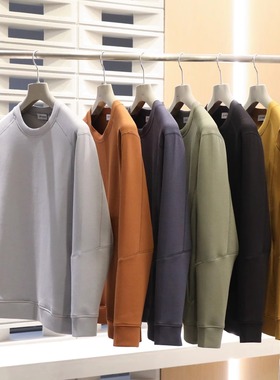 飞禽茑家 轻奢高端320克液氨空气层春秋男士圆领长袖卫衣打底衫男