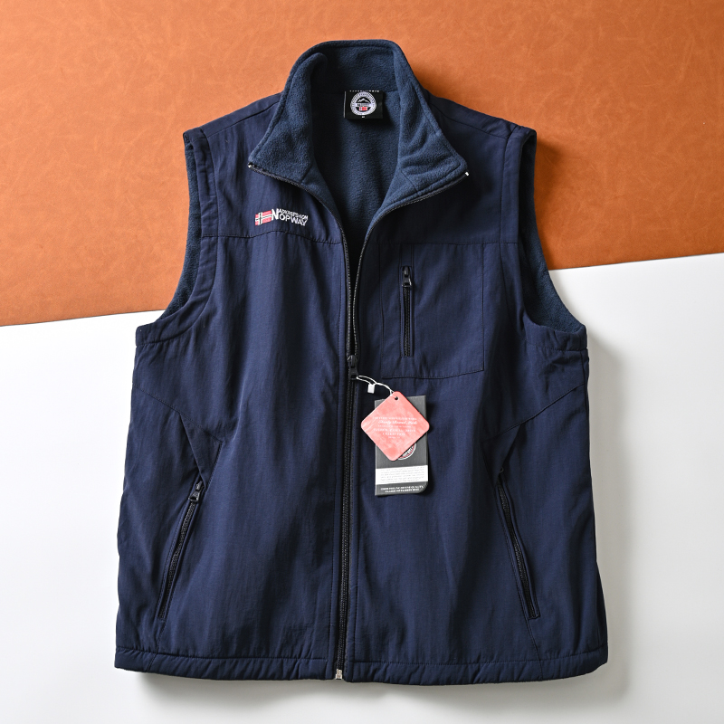 户外复合加绒保暖立领马甲背心