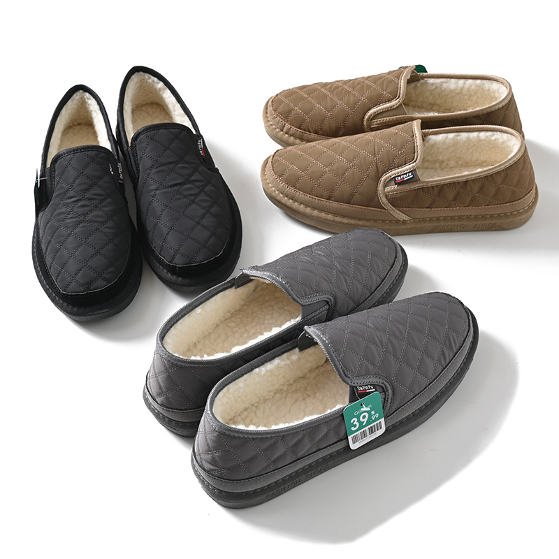 外贸原单轻薄保暖加绒一脚蹬棉鞋