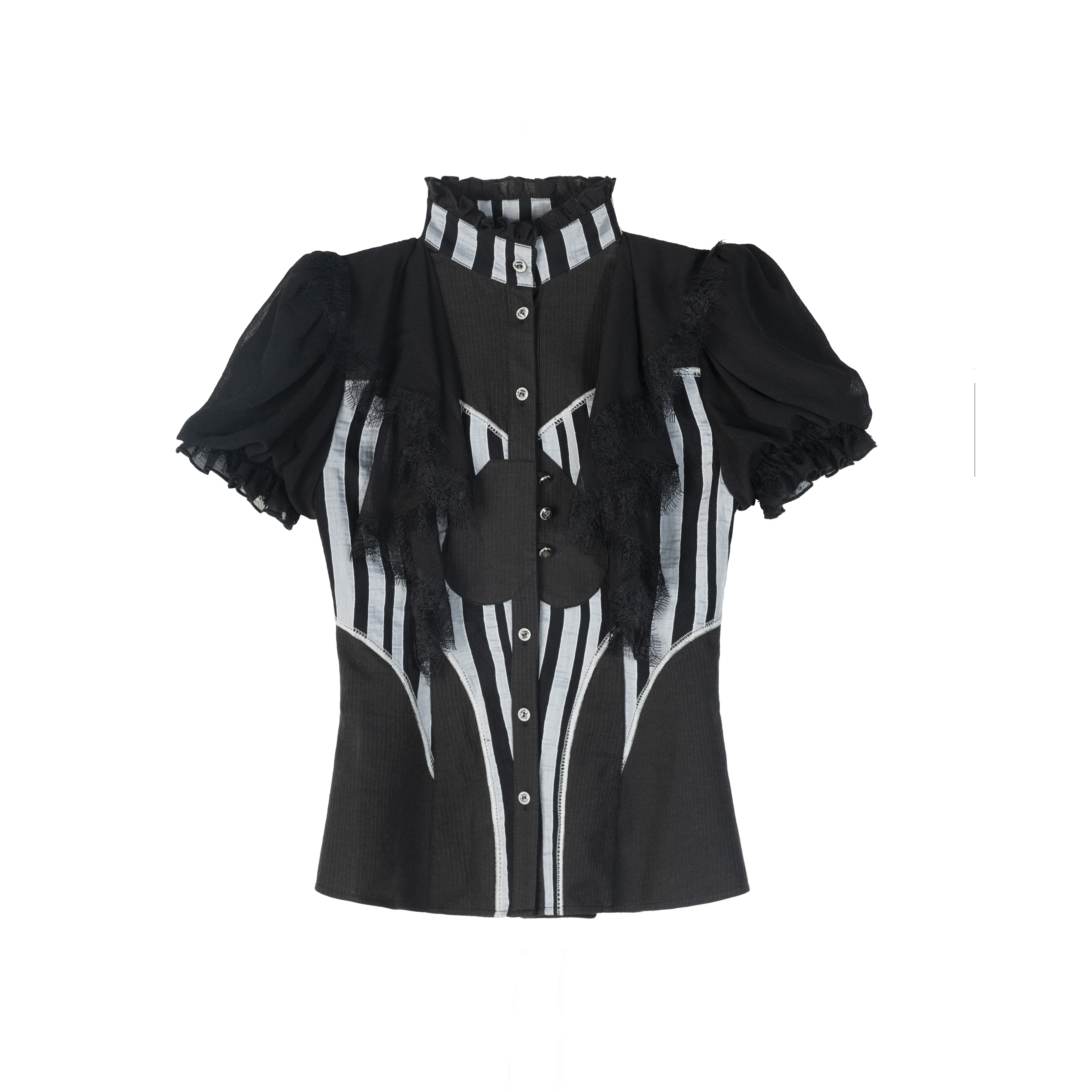 thumbnail for ARIADNAw original design court style dark punk girl hottie outfit vintage puff sleeve shirt