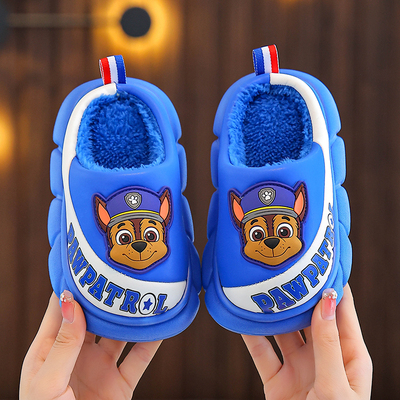汪汪队儿童棉拖鞋冬季男女童卡通EVA皮面防水中小童保暖宝宝棉鞋
