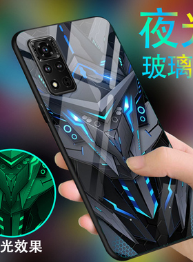 黑色战士适用于华为荣耀v40手机壳男honorv30新款v20炫酷V30PRO夜光玻璃轻奢版高级全包创意防摔潮硅胶保护套
