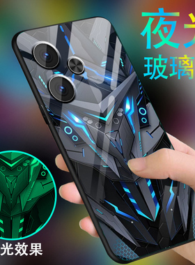 黑色战士适用红米Turbo3手机壳男Redmi10xpro新款12c炫酷红米9夜光玻璃10a全包5g外壳4G防摔高级潮硅胶保护套