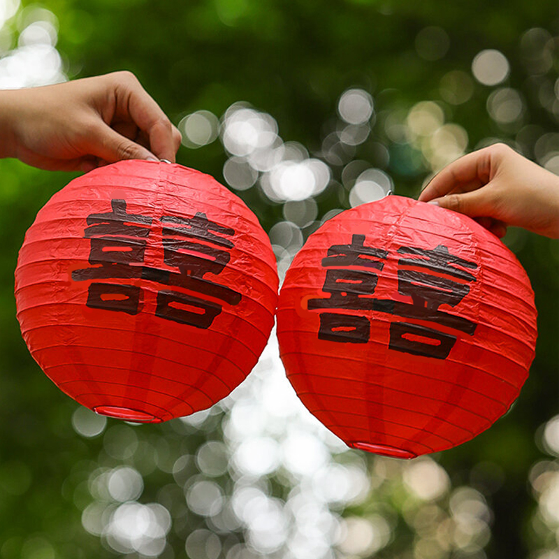 结婚房布置喜字灯笼装饰蜂窝球