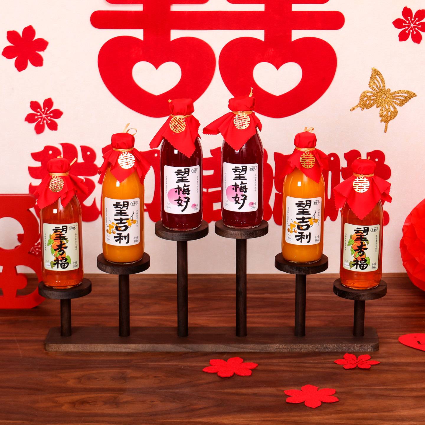婚庆摆台喜酒架子果酒饮料置物架实木订婚果酒甜品摆件展示架摆台图片