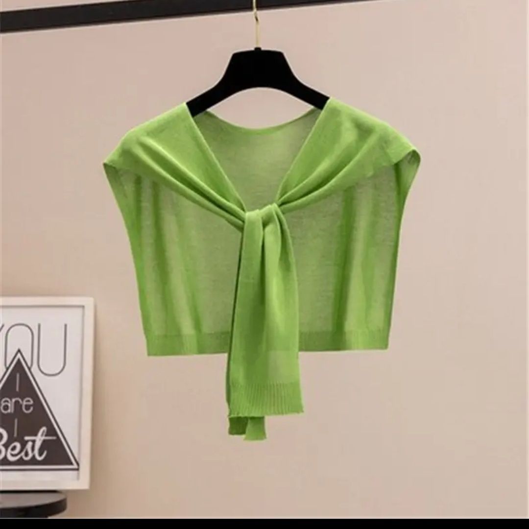 夏季防晒领子搭肩小披肩外搭冰丝针织百搭打结围巾女春秋时尚薄款