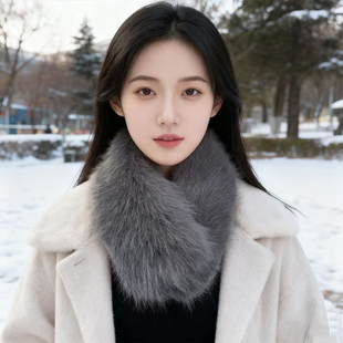 狐狸毛磁吸扣围巾围脖女冬季仿真毛保暖双面毛绒高级感百搭毛领子
