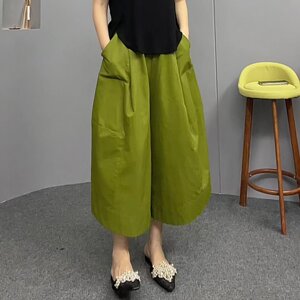 今年流行的八分花苞裤女夏薄款2026新款大码胖mm高腰宽松阔腿裤子