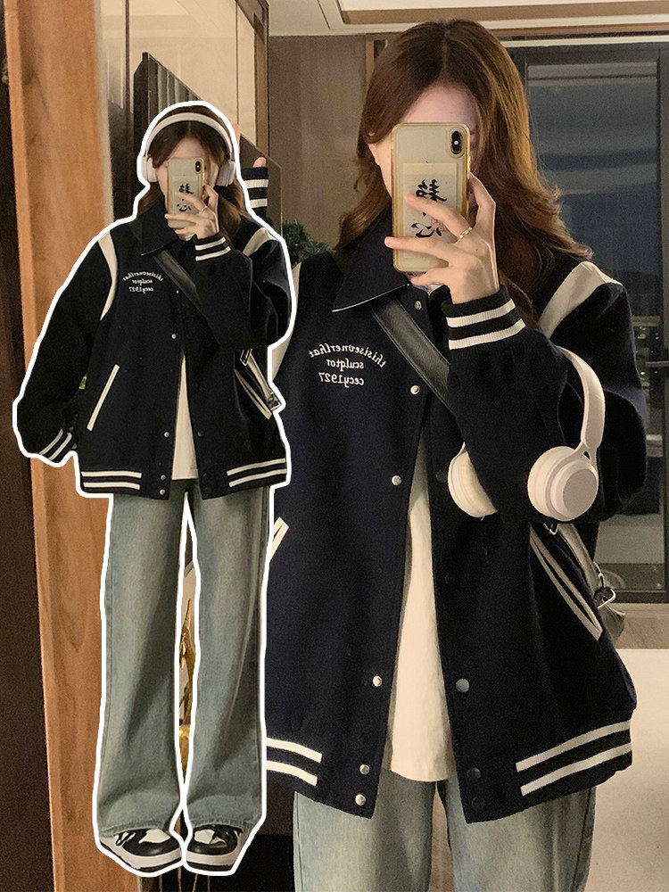 小个子加厚夹棉毛呢棒球服短外套女2025秋冬季新款休闲情侣装夹克