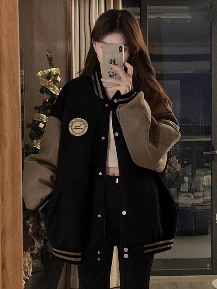 加棉覆古棒球服外套女2025秋冬新款小众百搭休闲高级感洋气上衣潮