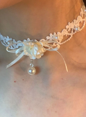 白色系美神蕾丝choker颈链女小众纯欲感系带项圈百搭颈带2026新款