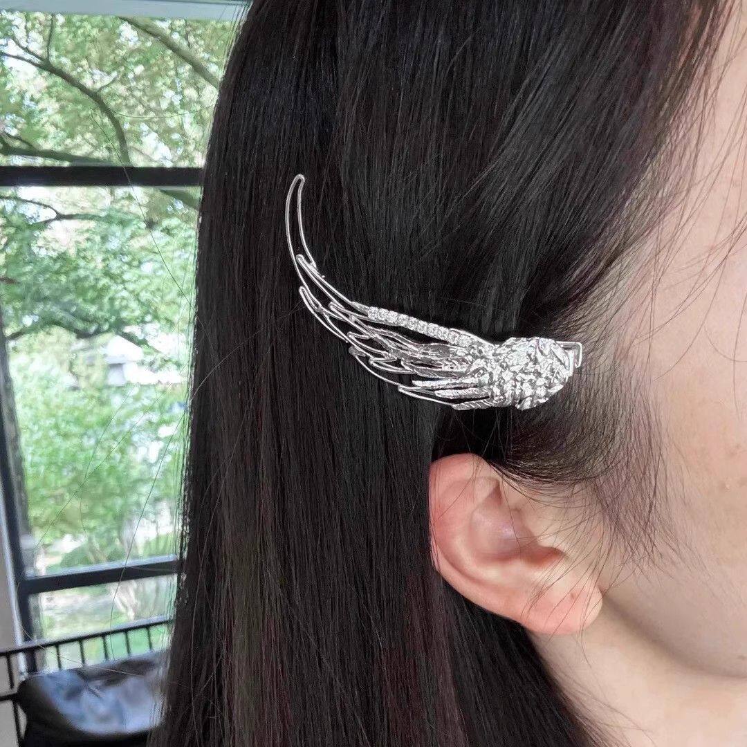天使之翼骸骨发卡新中式清冷感羽毛发夹刘海侧边夹时尚百搭发饰女