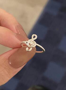 点缀蓝色钻~音符星芒点钻开口戒指小众精致设计尾戒食指戒饰品