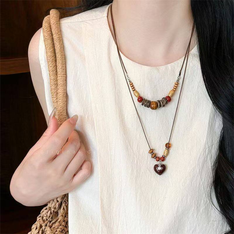 复古木质串珠吊坠项链女小众设计感民族风配饰时尚长款百搭毛衣链,饰品/流行首饰/时尚饰品新,项链,淘宝优惠券,粉丝福利购,淘宝优惠卷