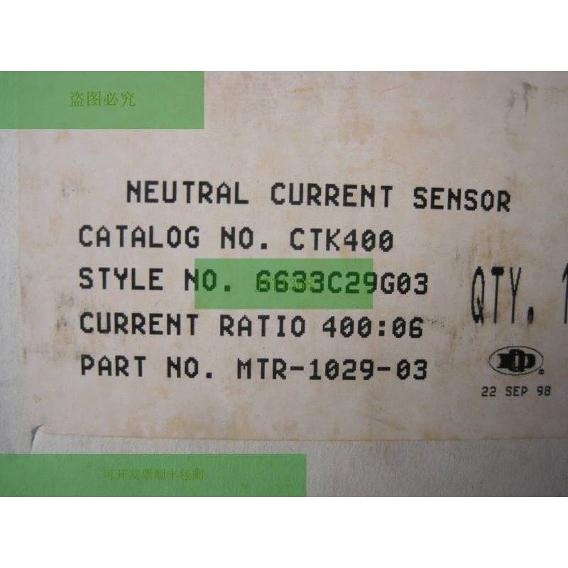 Nuovo CUTLER HAMMER CTK400 Neutro Corrente 传感器