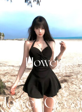 【安娜】新款黑色高级感显瘦遮肉连体沙滩度假泳衣女款性感高级感