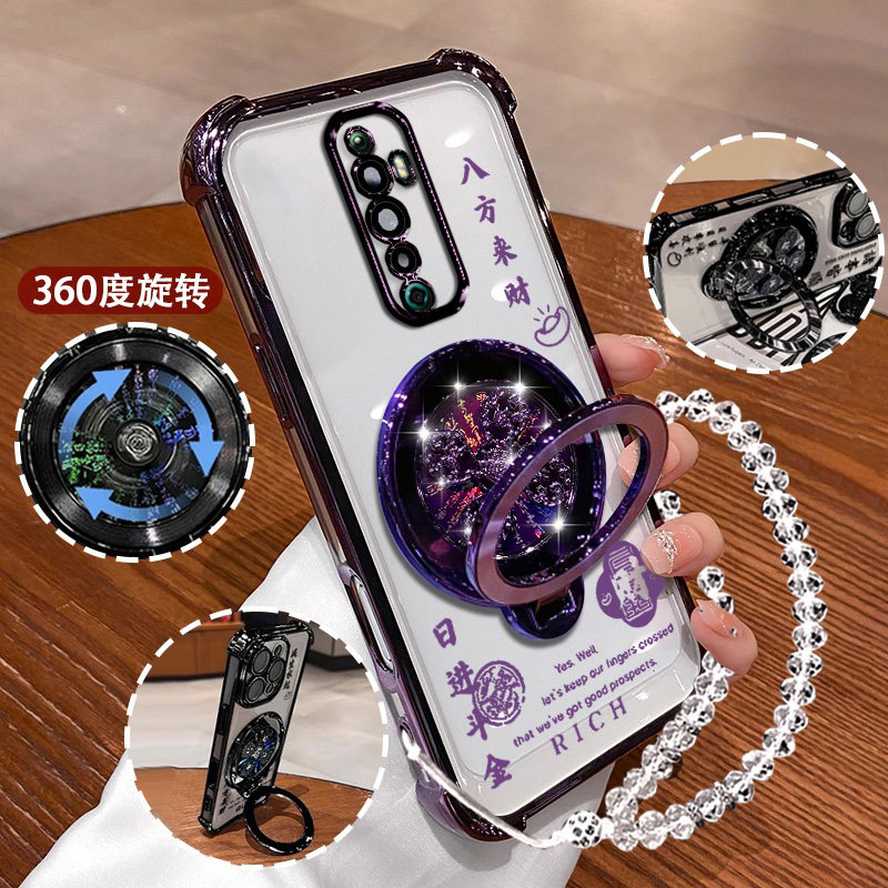 适用OPPOReno2Z手机壳新款来财软套reno2F气囊防摔5G镜头膜PCKM80高级支架Reno2防摔oppor17风生水起R17t网红