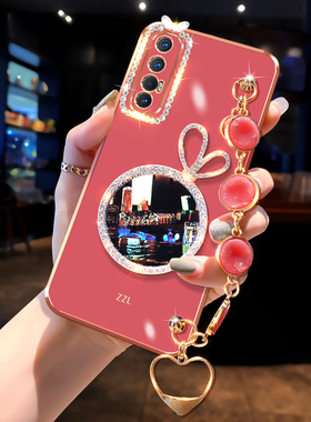 oppoReno3pro手机壳5G女款防摔PCRT00新品个性opopReno3全包边镜头元气版RENO3潮流网红PDCM00化妆镜PCLM50套