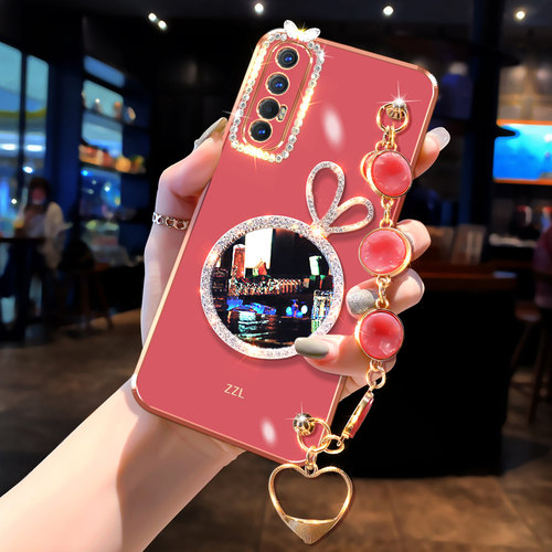 oppoReno3pro手机壳5G女款防摔PCRT00新品个性opopReno3全包边镜头元气版RENO3潮流网红PDCM00化妆镜PCLM50套