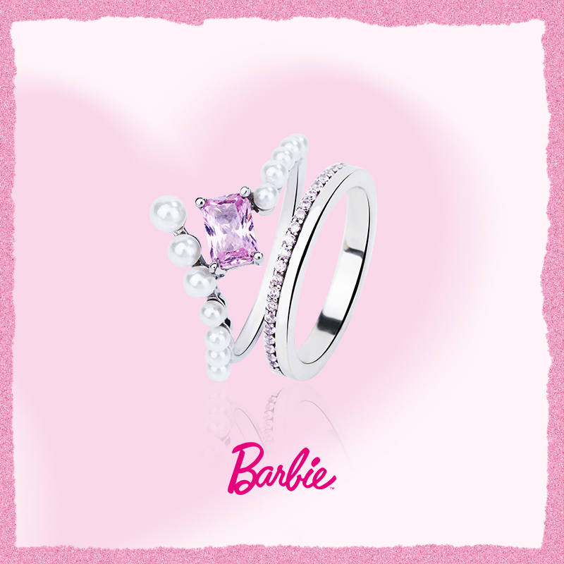 925银叠戴戒指女款闪钻珍珠饰品