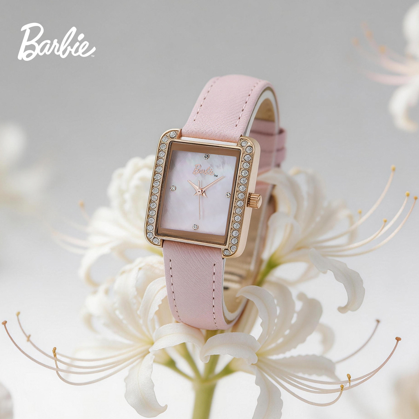 Barbie芭比官方正品小方表手表女士轻奢时尚都市丽人石英腕表礼物