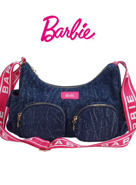 Barbie芭比官方正品包包单肩包斜跨包牛仔包个性时尚小款女款包袋