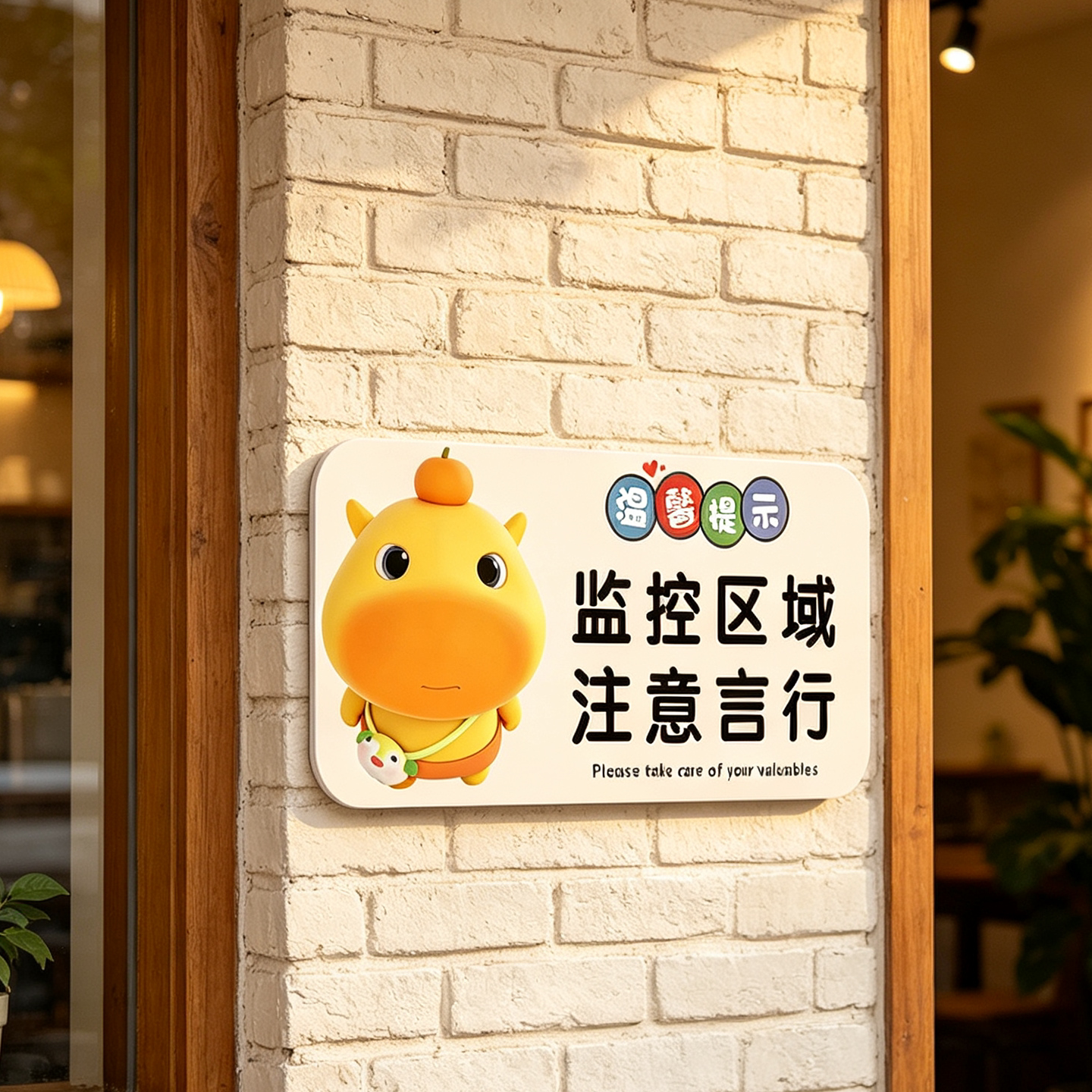 【水豚噜噜】内有监控提示牌