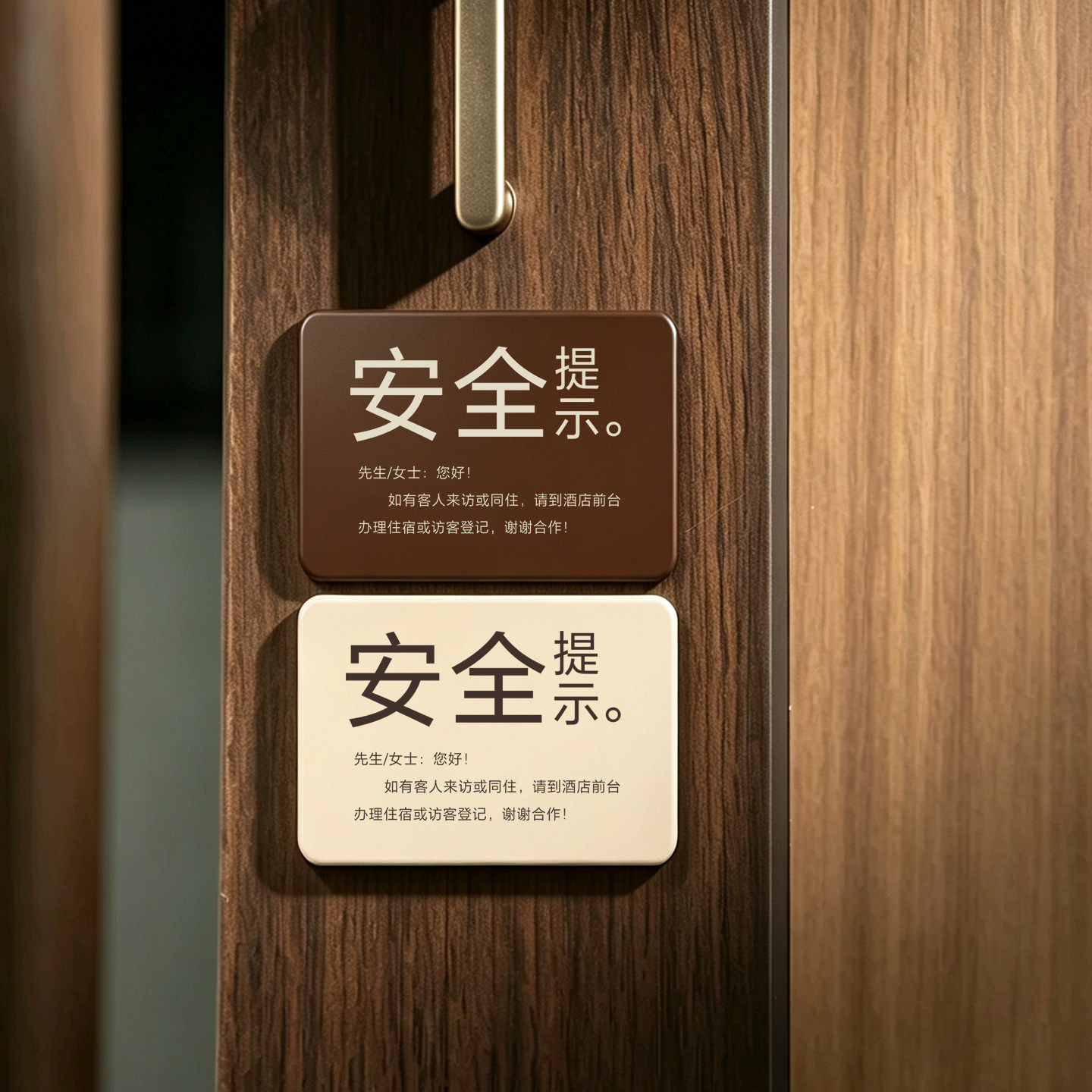 酒店客房宾馆房间安全提醒牌一人一证客人来访入住请登记标识牌贴