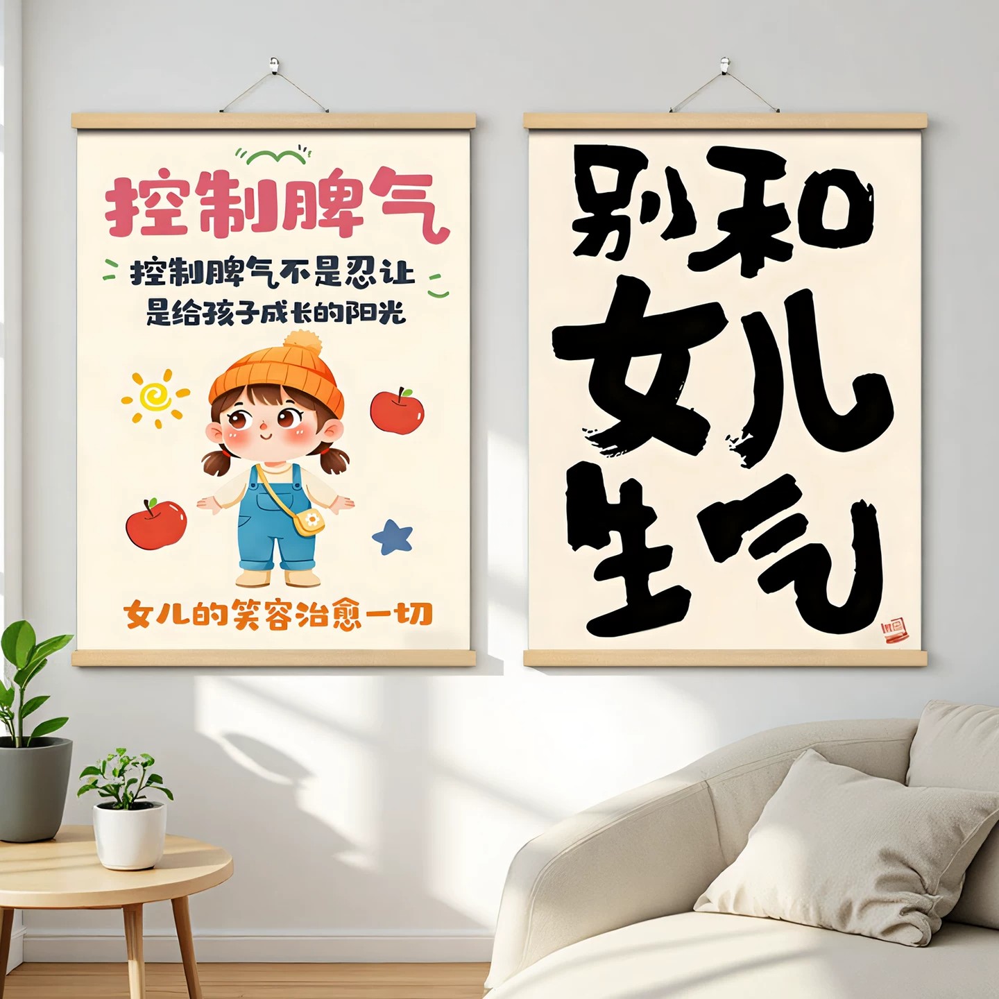 莫生气情绪稳定神器挂画不要别和女儿儿子生气房间贴客厅装饰画l