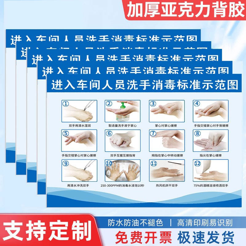 【防水不褪色】食品厂七步洗手法