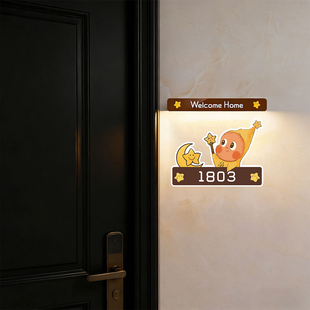 星星人发光门牌入户门牌号2026新款欢迎回家仪式感家庭感应灯装饰高级感轻奢家用号码贴数字房间号牌定做定制