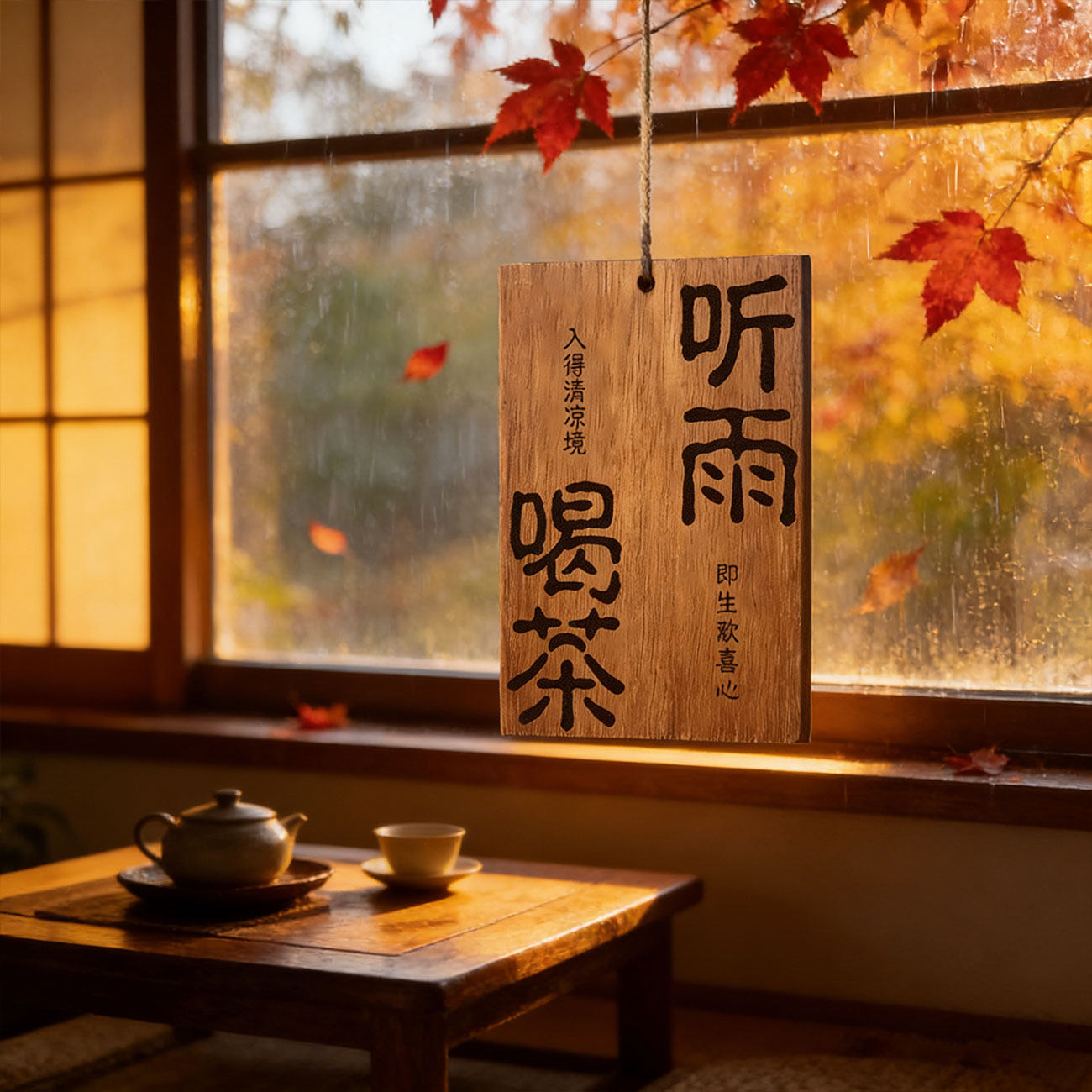 茶室门牌挂牌创意刻字复古装饰木牌挂牌茶舍阳台户外室外实木雕刻听雨