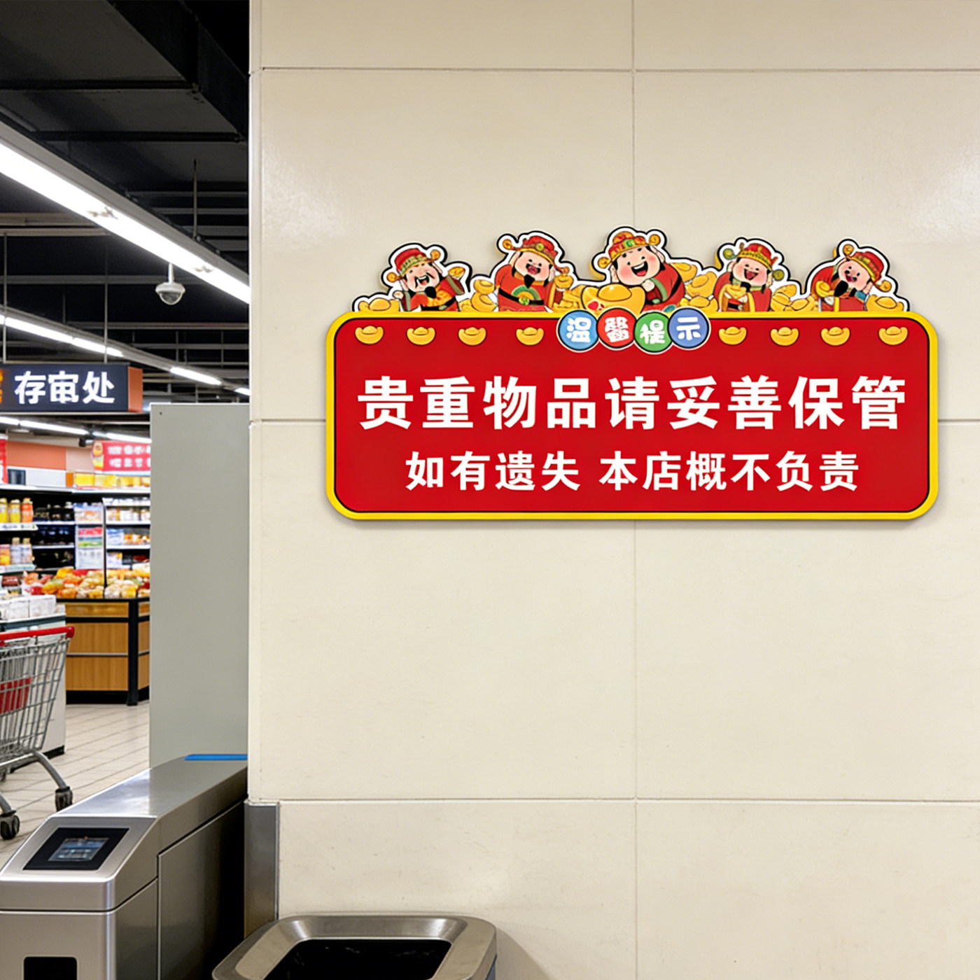 贵重物品温馨提示牌请妥善保管好贵重物品提示牌酒店饭店餐厅公共场所保管好随身物品丢失概不负责标识牌墙贴