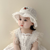 防晒渔夫帽小女孩太阳帽 宝宝遮阳帽公主夏季 婴儿春夏秋季 帽子薄款