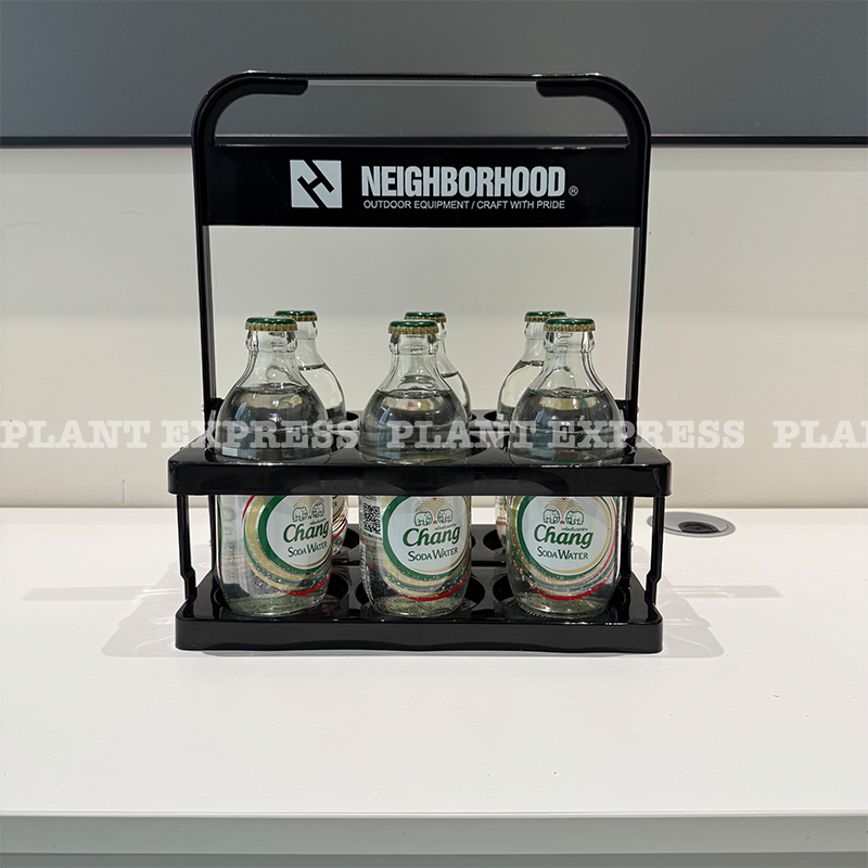 潮牌NBHD啤酒塑料提篮便携式提蓝可折叠酒架KTV6瓶装提手提框红酒